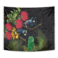 New Zealand Tui Tapestry Guardians of the Hei Tiki - Maori Art and Plants LT03 - Polynesian Pride