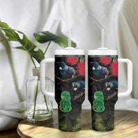 New Zealand Tui Tumbler With Handle Guardians of the Hei Tiki - Maori Art and Plants LT03 - Polynesian Pride