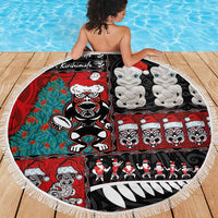 New Zealand Christmas Beach Blanket Maori Christmas Spirit - Meri Kirihimete LT03 - Polynesian Pride