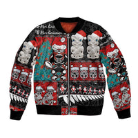 New Zealand Christmas Bomber Jacket Maori Christmas Spirit - Meri Kirihimete LT03 Unisex Black - Polynesian Pride