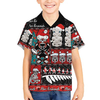 New Zealand Christmas Family Matching Short Sleeve Bodycon Dress and Hawaiian Shirt Maori Christmas Spirit - Meri Kirihimete LT03 Son's Shirt Black - Polynesian Pride