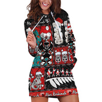 New Zealand Christmas Hoodie Dress Maori Christmas Spirit - Meri Kirihimete LT03 Black - Polynesian Pride