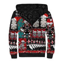 New Zealand Christmas Sherpa Hoodie Maori Christmas Spirit - Meri Kirihimete LT03 - Polynesian Pride