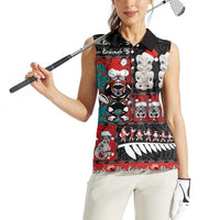 New Zealand Christmas Women Sleeveless Polo Shirt Maori Christmas Spirit - Meri Kirihimete LT03 - Polynesian Pride