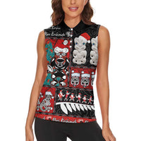 New Zealand Christmas Women Sleeveless Polo Shirt Maori Christmas Spirit - Meri Kirihimete LT03 - Polynesian Pride