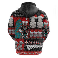 New Zealand Christmas Zip Hoodie Maori Christmas Spirit - Meri Kirihimete LT03 - Polynesian Pride