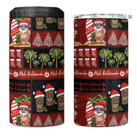 Hawaiian Christmas 4 in 1 Can Cooler Tumbler - Mele Kalikimaka Island Holiday Vibes - Black Red LT03 One Size: 16 oz Black - Red - Polynesian Pride