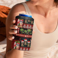 Hawaiian Christmas 4 in 1 Can Cooler Tumbler - Mele Kalikimaka Island Holiday Vibes - Black Red LT03 - Polynesian Pride