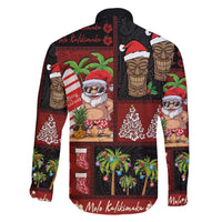 Hawaiian Christmas Family Matching Off The Shoulder Long Sleeve Dress and Hawaiian Shirt - Mele Kalikimaka Island Holiday Vibes - Black Red LT03 - Polynesian Pride