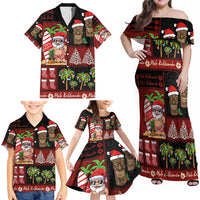 Hawaiian Christmas Family Matching Off Shoulder Maxi Dress and Hawaiian Shirt - Mele Kalikimaka Island Holiday Vibes - Black Red LT03 - Polynesian Pride