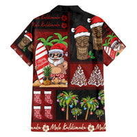 Hawaiian Christmas Family Matching Off Shoulder Short Dress and Hawaiian Shirt - Mele Kalikimaka Island Holiday Vibes - Black Red LT03 - Polynesian Pride