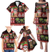 Hawaiian Christmas Family Matching Puletasi and Hawaiian Shirt - Mele Kalikimaka Island Holiday Vibes - Black Red LT03 - Polynesian Pride