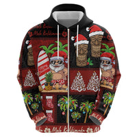 Hawaiian Christmas Hoodie - Mele Kalikimaka Island Holiday Vibes - Black Red LT03 - Polynesian Pride