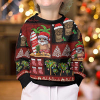 Hawaiian Christmas Kid Ugly Christmas Sweater - Mele Kalikimaka Island Holiday Vibes - Black Red LT03 - Polynesian Pride