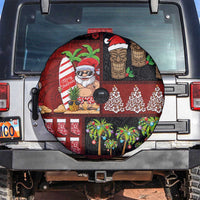 Hawaiian Christmas Spare Tire Cover - Mele Kalikimaka Island Holiday Vibes - Black Red LT03 Black - Red - Polynesian Pride