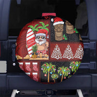 Hawaiian Christmas Spare Tire Cover - Mele Kalikimaka Island Holiday Vibes - Black Red LT03 - Polynesian Pride