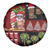 Hawaiian Christmas Spare Tire Cover - Mele Kalikimaka Island Holiday Vibes - Black Red LT03 - Polynesian Pride