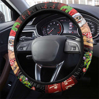 Hawaiian Christmas Steering Wheel Cover - Mele Kalikimaka Island Holiday Vibes - Black Red LT03 - Polynesian Pride