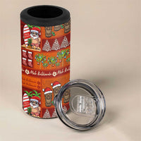 Hawaiian Christmas 4 in 1 Can Cooler Tumbler - Mele Kalikimaka Island Holiday Vibes - Red Orange LT03 - Polynesian Pride