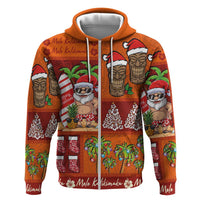 Hawaiian Christmas Hoodie - Mele Kalikimaka Island Holiday Vibes - Red Orange LT03 Zip Hoodie Red - Orange - Polynesian Pride