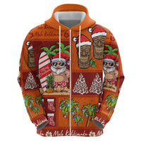 Hawaiian Christmas Hoodie - Mele Kalikimaka Island Holiday Vibes - Red Orange LT03 - Polynesian Pride