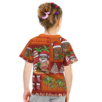Hawaiian Christmas Kid T Shirt - Mele Kalikimaka Island Holiday Vibes - Red Orange LT03 - Polynesian Pride