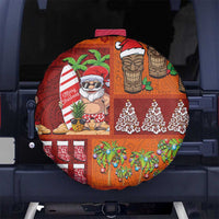 Hawaiian Christmas Spare Tire Cover - Mele Kalikimaka Island Holiday Vibes - Red Orange LT03 - Polynesian Pride