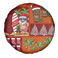Hawaiian Christmas Spare Tire Cover - Mele Kalikimaka Island Holiday Vibes - Red Orange LT03 - Polynesian Pride
