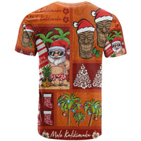 Hawaiian Christmas T Shirt - Mele Kalikimaka Island Holiday Vibes - Red Orange LT03 - Polynesian Pride
