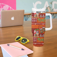 Hawaiian Christmas Tumbler With Handle - Mele Kalikimaka Island Holiday Vibes - Red Orange LT03 - Polynesian Pride