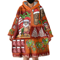 Hawaiian Christmas Wearable Blanket Hoodie - Mele Kalikimaka Island Holiday Vibes - Red Orange LT03 - Polynesian Pride