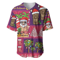 Hawaiian Christmas Baseball Jersey - Mele Kalikimaka Island Holiday Vibes - Pink Purple LT03 Pink - Purple - Polynesian Pride