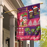 Hawaiian Christmas Garden Flag - Mele Kalikimaka Island Holiday Vibes - Pink Purple LT03 House Flag Pink - Purple - Polynesian Pride