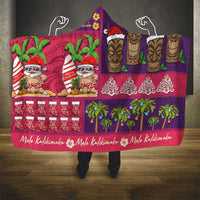 Hawaiian Christmas Hooded Blanket - Mele Kalikimaka Island Holiday Vibes - Pink Purple LT03 - Polynesian Pride