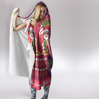 Hawaiian Christmas Hooded Blanket - Mele Kalikimaka Island Holiday Vibes - Pink Purple LT03 - Polynesian Pride