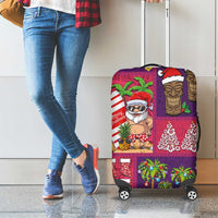 Hawaiian Christmas Luggage Cover - Mele Kalikimaka Island Holiday Vibes - Pink Purple LT03 - Polynesian Pride
