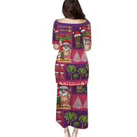 Hawaiian Christmas Puletasi - Mele Kalikimaka Island Holiday Vibes - Pink Purple LT03 - Polynesian Pride