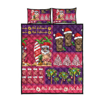Hawaiian Christmas Quilt Bed Set - Mele Kalikimaka Island Holiday Vibes - Pink Purple LT03 - Polynesian Pride