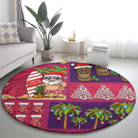 Hawaiian Christmas Round Carpet - Mele Kalikimaka Island Holiday Vibes - Pink Purple LT03 - Polynesian Pride