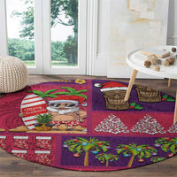 Hawaiian Christmas Round Carpet - Mele Kalikimaka Island Holiday Vibes - Pink Purple LT03 - Polynesian Pride
