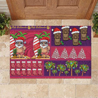 Hawaiian Christmas Rubber Doormat - Mele Kalikimaka Island Holiday Vibes - Pink Purple LT03 Pink - Purple - Polynesian Pride