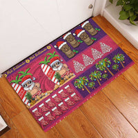 Hawaiian Christmas Rubber Doormat - Mele Kalikimaka Island Holiday Vibes - Pink Purple LT03 - Polynesian Pride