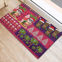 Hawaiian Christmas Rubber Doormat - Mele Kalikimaka Island Holiday Vibes - Pink Purple LT03 - Polynesian Pride
