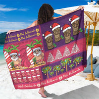 Hawaiian Christmas Sarong - Mele Kalikimaka Island Holiday Vibes - Pink Purple LT03 One Size 44 x 66 inches Pink - Purple - Polynesian Pride
