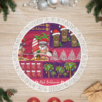 Hawaiian Christmas Tree Skirt - Mele Kalikimaka Island Holiday Vibes - Pink Purple LT03 Fringed Pink - Purple - Polynesian Pride