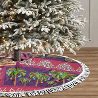 Hawaiian Christmas Tree Skirt - Mele Kalikimaka Island Holiday Vibes - Pink Purple LT03 - Polynesian Pride