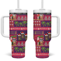 Hawaiian Christmas Tumbler With Handle - Mele Kalikimaka Island Holiday Vibes - Pink Purple LT03 One Size: 40 oz Pink - Purple - Polynesian Pride