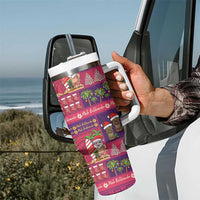 Hawaiian Christmas Tumbler With Handle - Mele Kalikimaka Island Holiday Vibes - Pink Purple LT03 - Polynesian Pride
