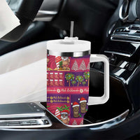 Hawaiian Christmas Tumbler With Handle - Mele Kalikimaka Island Holiday Vibes - Pink Purple LT03 - Polynesian Pride