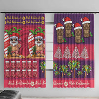 Hawaiian Christmas Window Curtain - Mele Kalikimaka Island Holiday Vibes - Pink Purple LT03 With Hooks Pink - Purple - Polynesian Pride